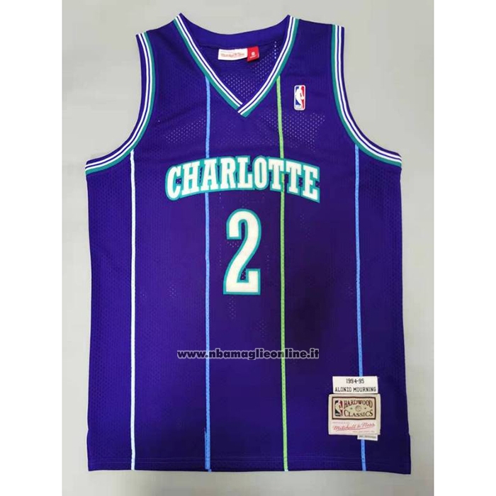 Maglia Charlotte Hornets Larry Johnson #2 Mitchell & Ness 1994-95 Viola